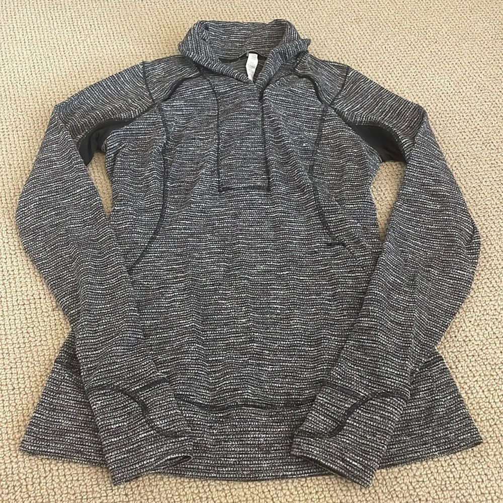Lululemon - Think Fast Pullover - Heathered Herringbone/Black - Sz 8